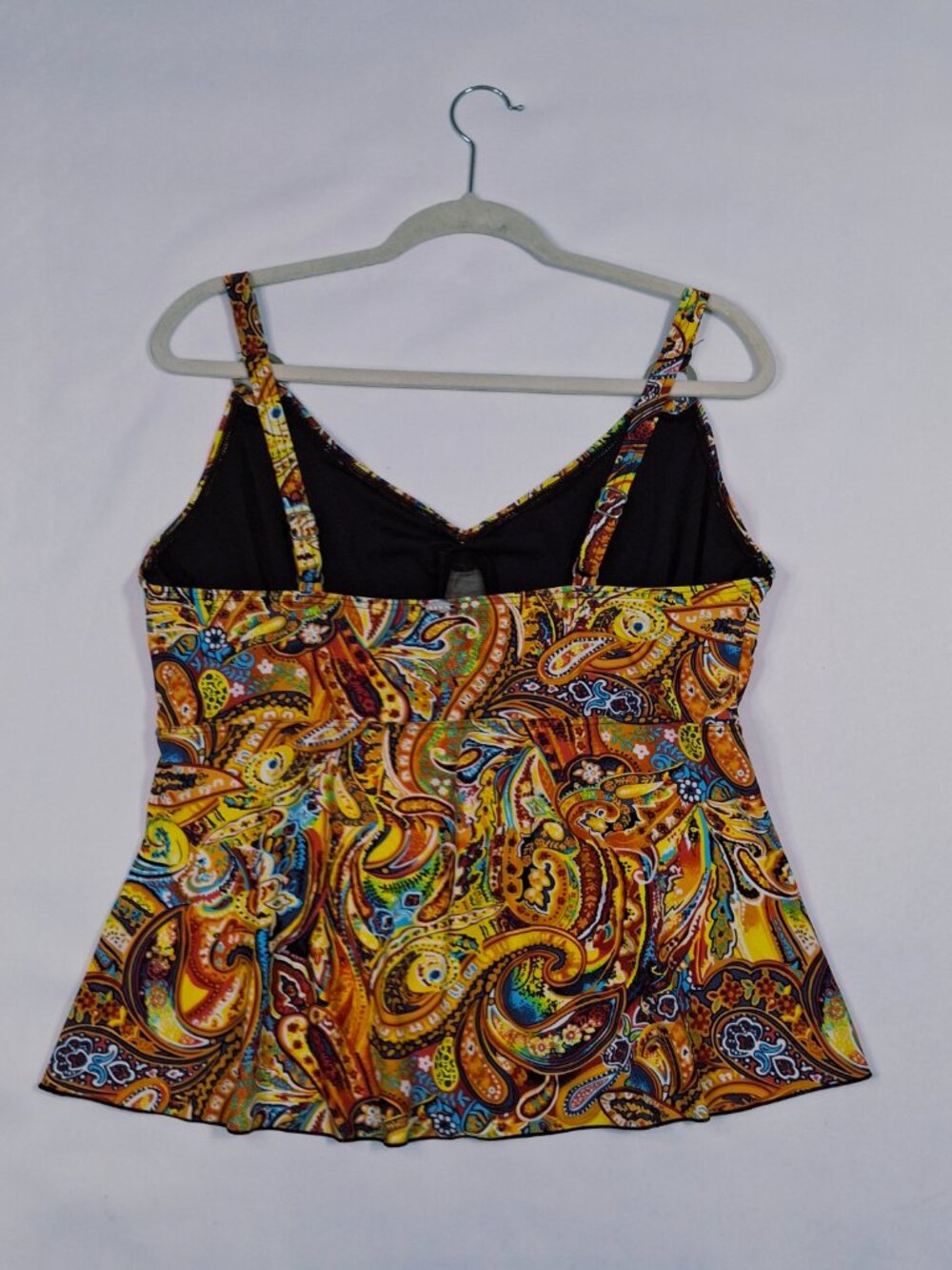 Bikini Bay Womens Vibrant Boho Plus 1X Tankini Top Swimsuit Multicolor Paisley - Picture 4 of 16